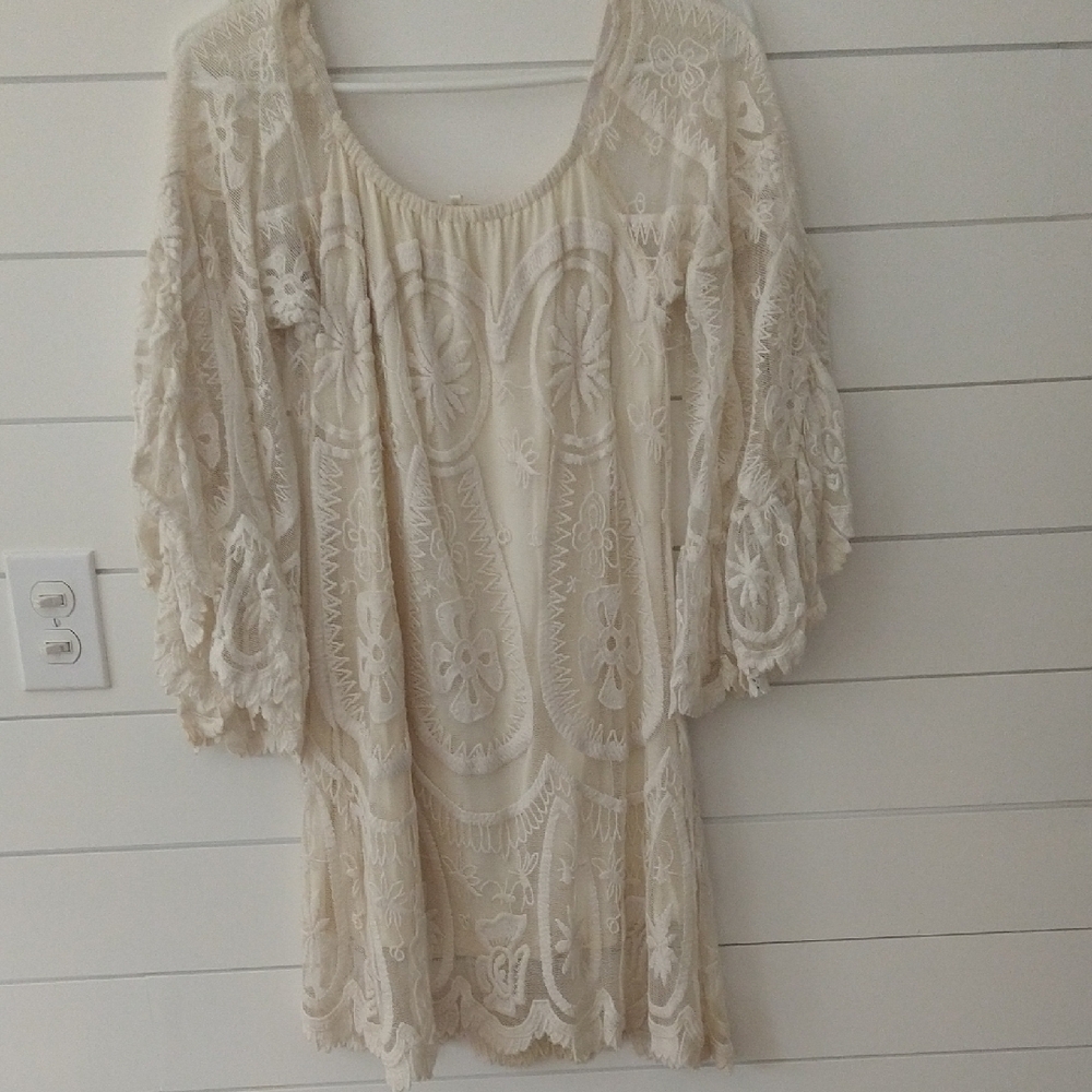 Jen's Pirate Booty Cream Lace Mini Dress Small